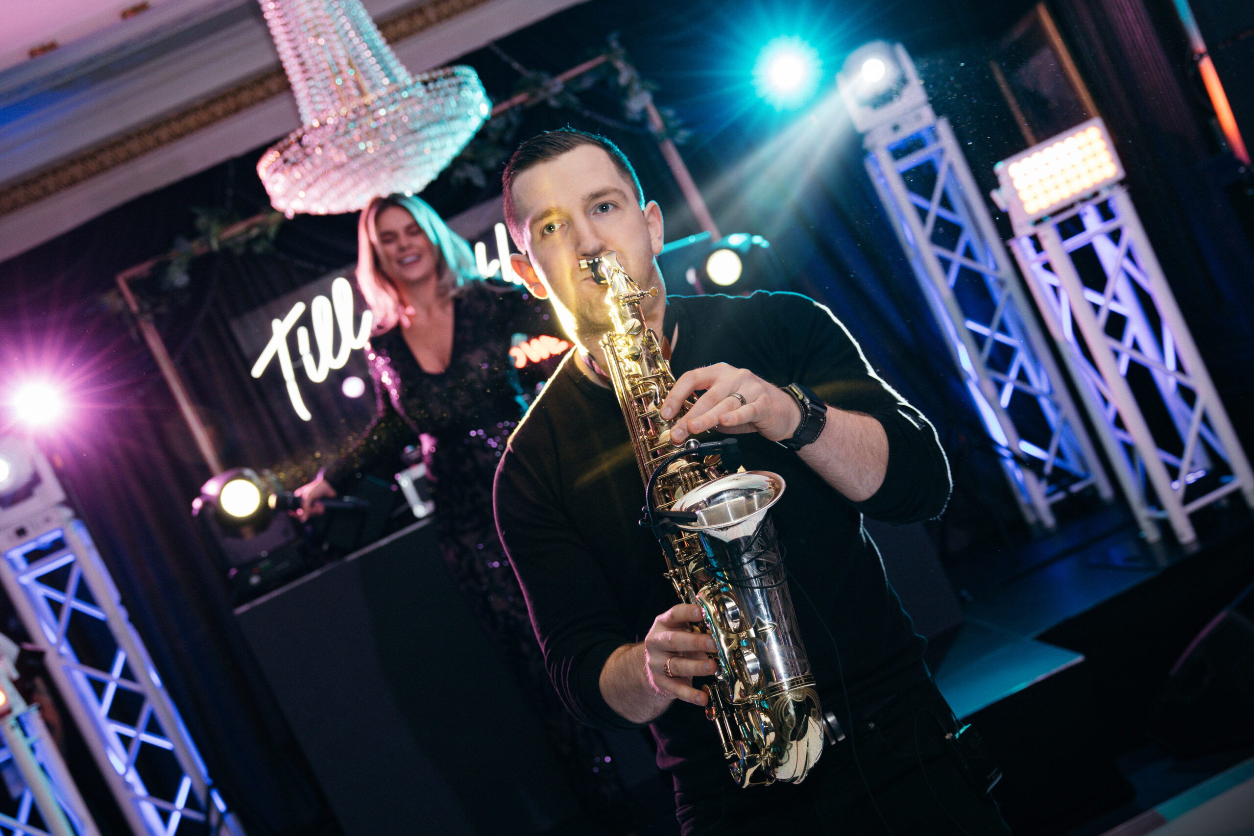 Wedding musicians, DJ Sax and Percussion Liver performing